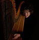 A harpist photographed in studio.